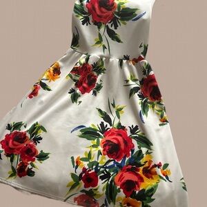 Red and White Strapless A-Line Sundress for Cocktail